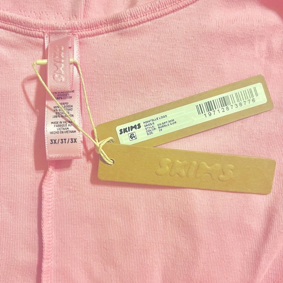 SKIMS Logo Pointelle Onesie 3X Bubble Gum Pink - Picture 5 of 6